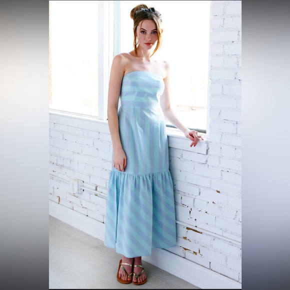 FINLEY WYATT STRAPLESS RUGBY STRIPE DRESS - Picture 3 of 6